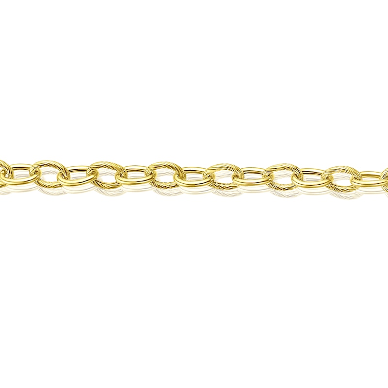 9ct Yellow Gold Polish & Texture Oval Link Chain Necklace