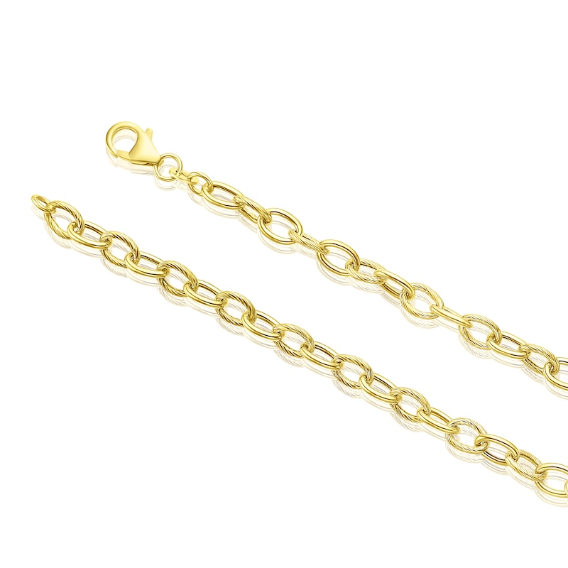 9ct Yellow Gold Polish & Texture Oval Link Chain Necklace