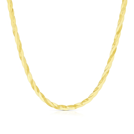 9ct Yellow Gold Braided Herringbone Chain Necklace