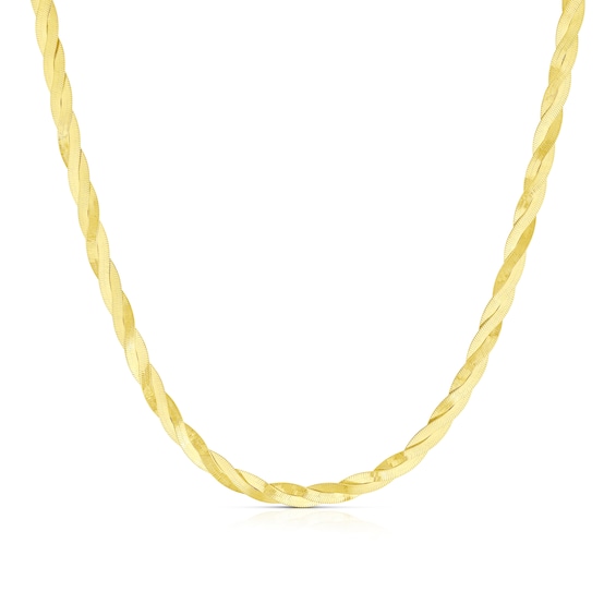 9ct Yellow Gold Braided Herringbone Chain Necklace