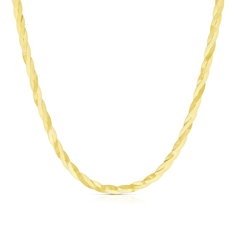 9ct Yellow Gold Braided Herringbone Chain Necklace