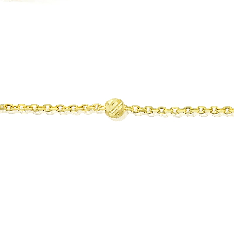 9ct Yellow Gold Diamond Cut Bead Station Bracelet