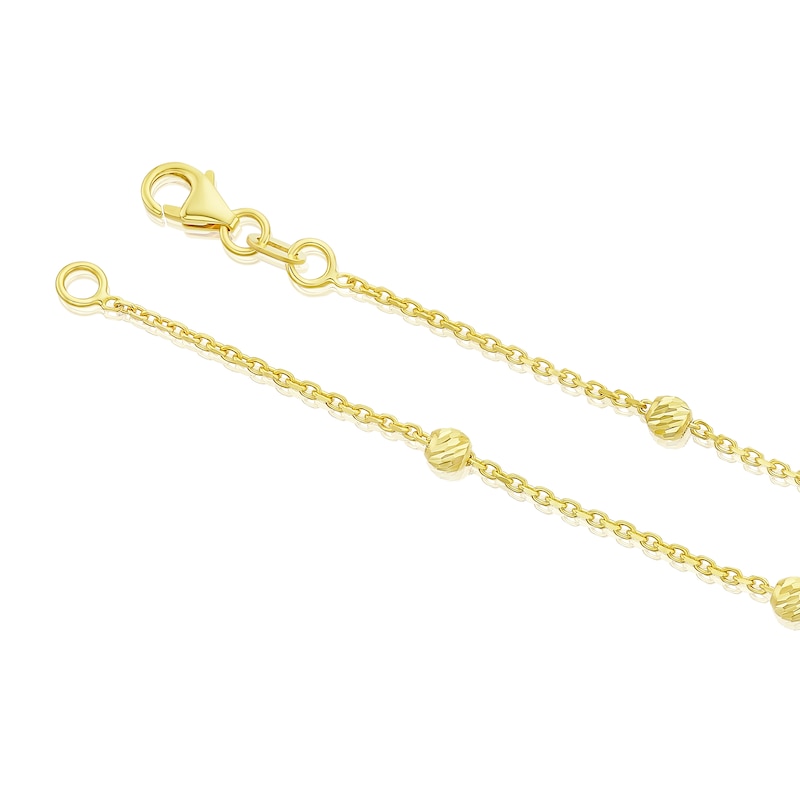 9ct Yellow Gold Diamond Cut Bead Station Bracelet