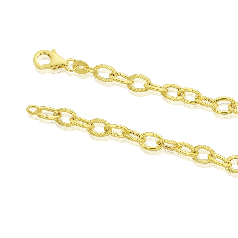 9ct Yellow Gold Polish & Texture Oval Link Bracelet | Ernest Jones