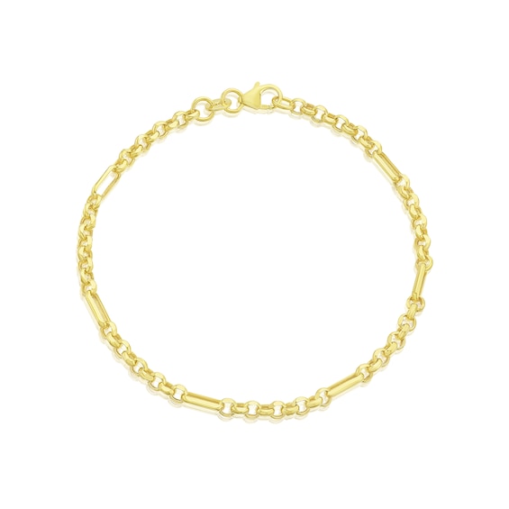 9ct Yellow Gold Belcher Mix Chain Link Bracelet