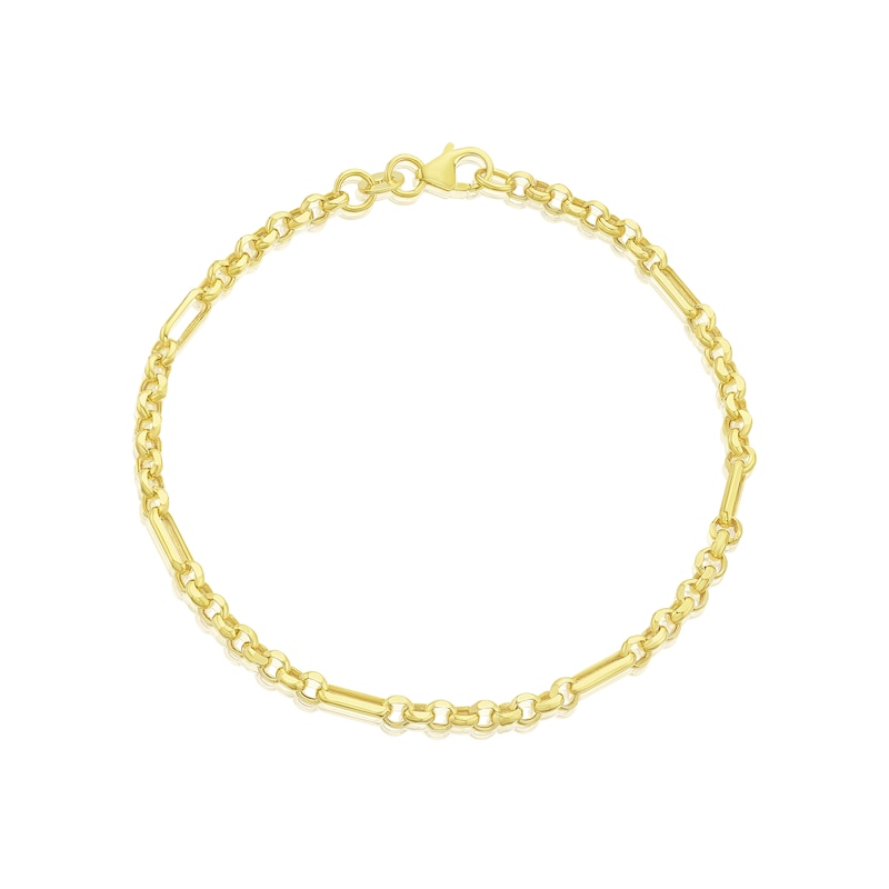 9ct Yellow Gold Belcher Mix Chain Link Bracelet