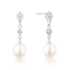 Thumbnail Image 0 of 9ct White Gold Diamond & Pearl Drop Earrings
