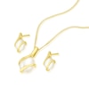 Thumbnail Image 1 of 9ct Yellow Gold Pearl Wrap Stud Earrings & Pendant Necklace Set