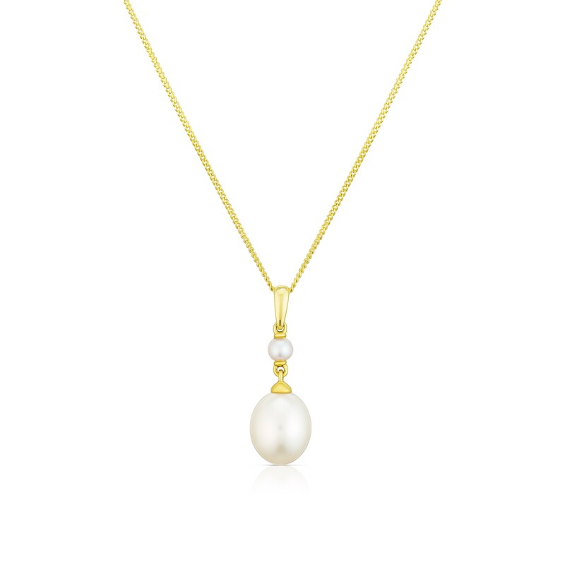 9ct Yellow Gold Pearl Double Pendant Necklace
