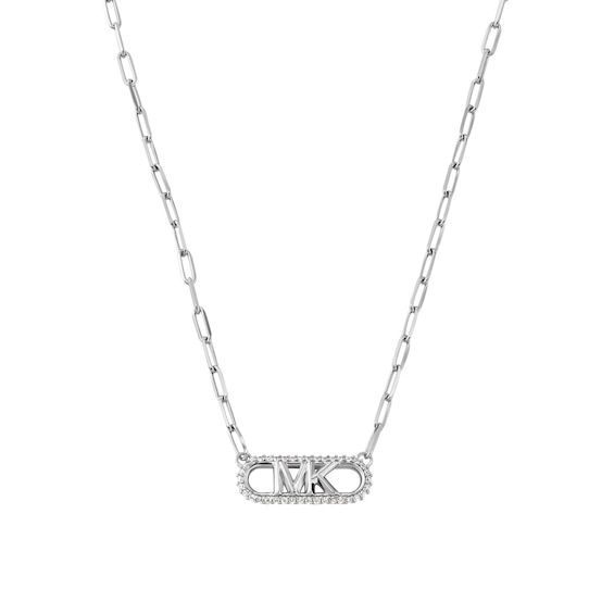 Women's Michael Kors Statement Link Mk Sterling Silver Cubic Zirconia Pendant Necklace