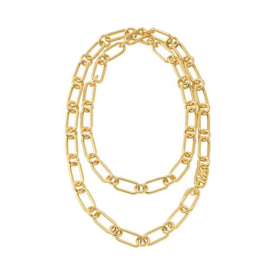 Michael Kors Statement Link MK 14ct Gold Plated Silver Overlap Chain Necklace