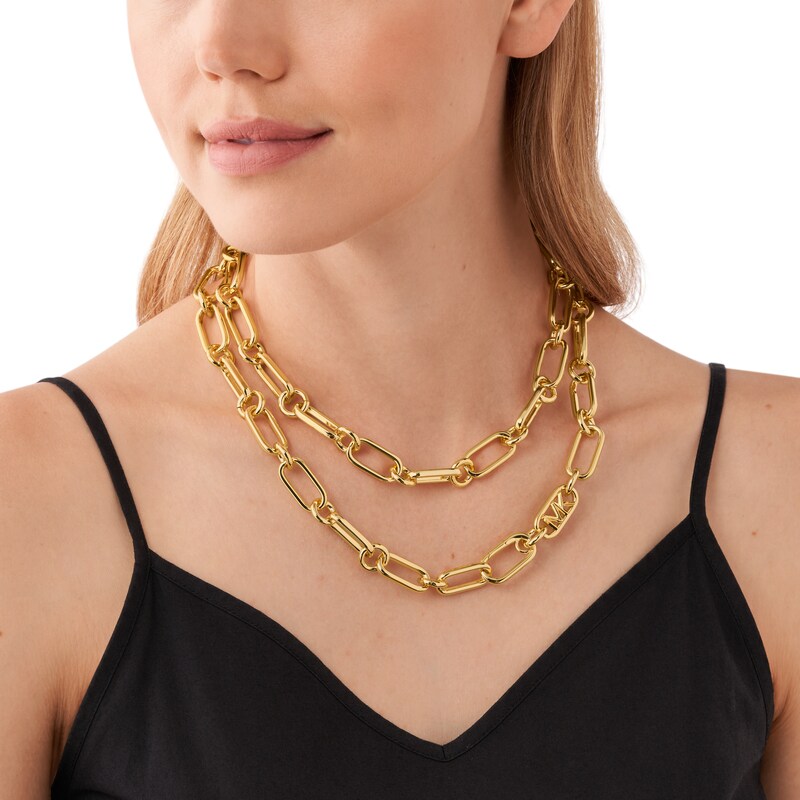 Main Image 3 of Michael Kors Statement Link MK 14ct Gold Plated Silver Overlap Chain Necklace