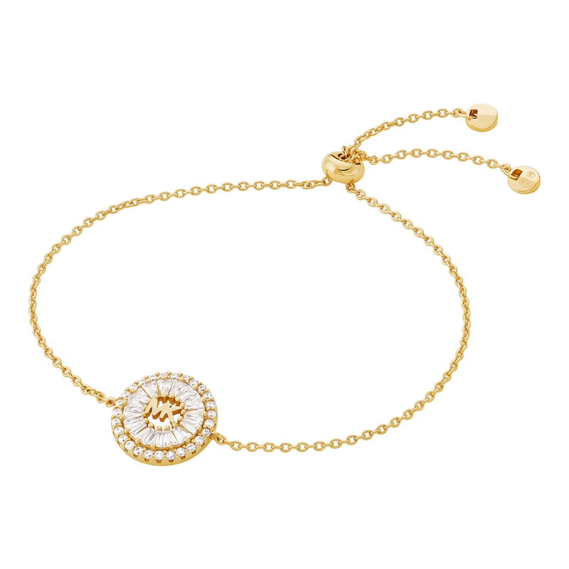 Michael Kors Brilliance 14ct Gold Plated Silver Cubic Zirconia Chain Slider Bracelet