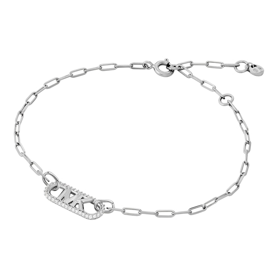 Michael Kors Statement Link MK Sterling Silver Cubic Zirconia Chain Bracelet
