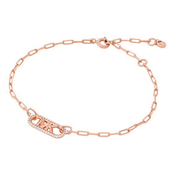 Women's Michael Kors Statement Link Mk 14Ct Rose Gold Plated Silver Cubic Zirconia Bracelet