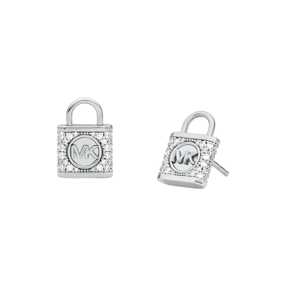 Michael Kors Sterling Silver Cubic Zirconia Pave Padlock Stu