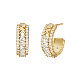 Michael Kors Brilliance 14ct Gold Plated Silver Cubic Zirconia Hoop Earrings