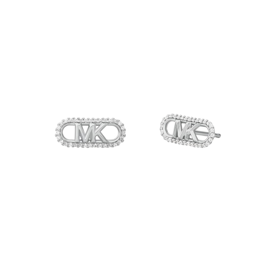 Michael Kors Statement Link MK Sterling Silver Cubic Zirconia Pendant Necklace