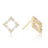 Thumbnail Image 0 of 9ct Yellow Gold Round & Baguette Cubic Zirconia Open Square Stud Earrings