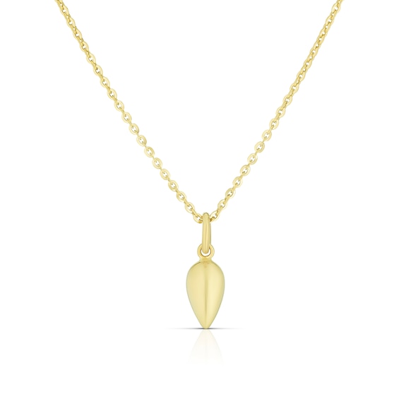 9ct Yellow Gold Polish Teardrop Bead Drop Pendant Necklace