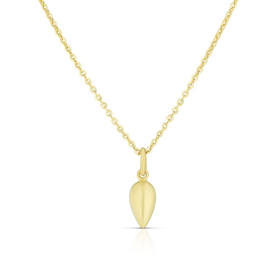 9ct Yellow Gold Polish Teardrop Bead Drop Pendant Necklace