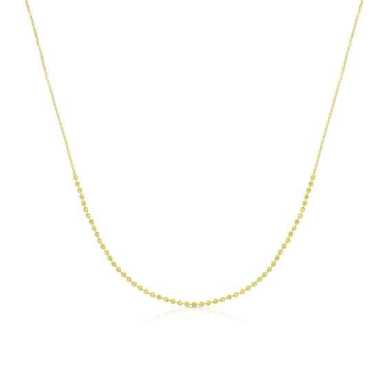9ct Yellow Gold Diamond Cut Mini Bead Necklace