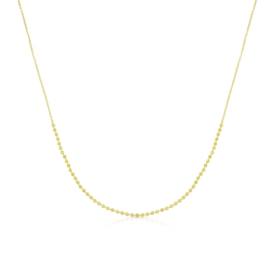 9ct Yellow Gold Diamond Cut Mini Bead Necklace