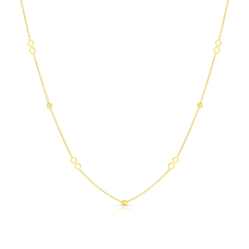 9ct Yellow Gold Eternity Symbol & Ball Station Chain