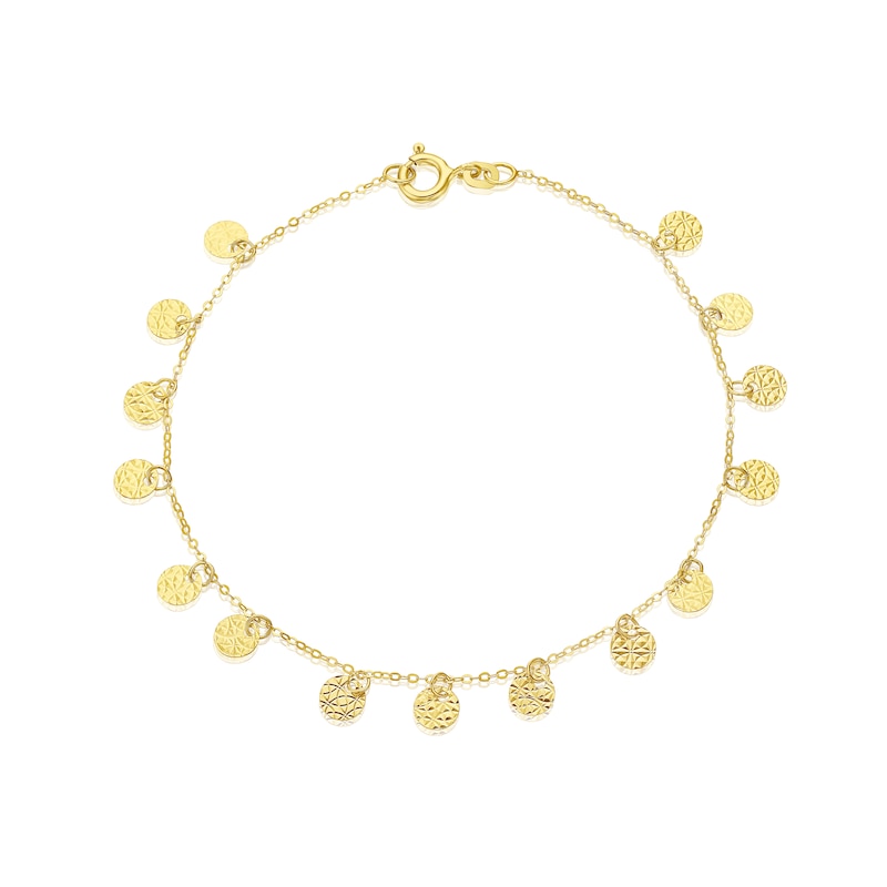 9ct Yellow Gold Sparkle Disc Bracelet