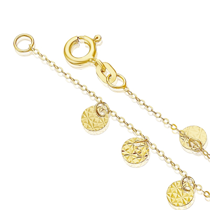 9ct Yellow Gold Sparkle Disc Bracelet