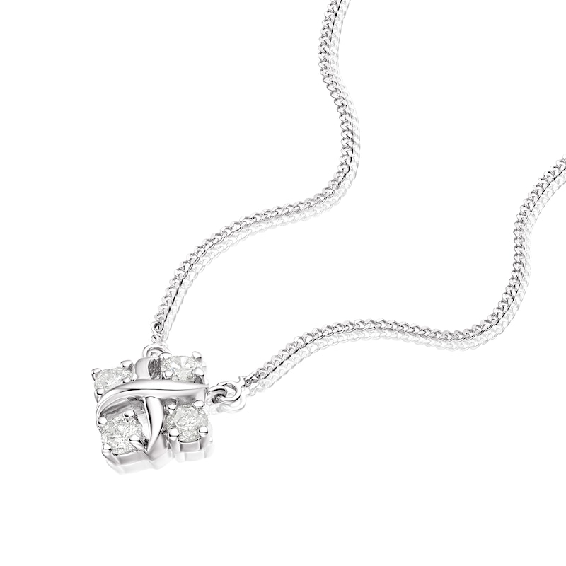 Main Image 2 of 9ct White Gold 0.15ct Diamond Four Stone Kiss Pendant