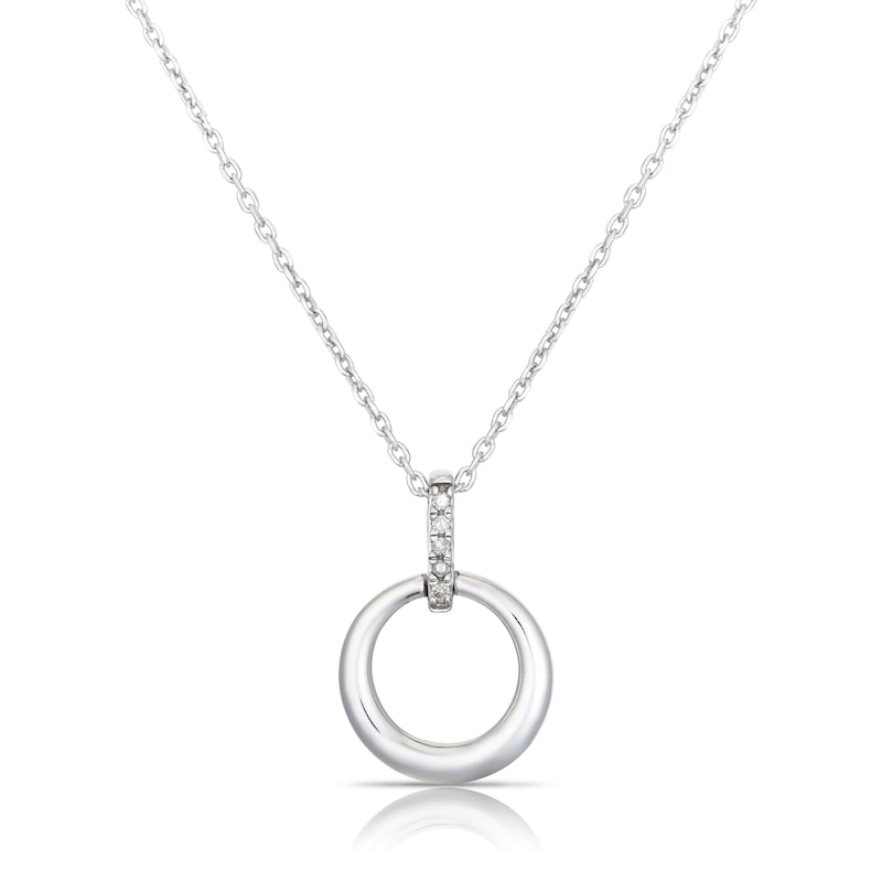 Main Image 1 of Sterling Silver Diamond Circle Pendant