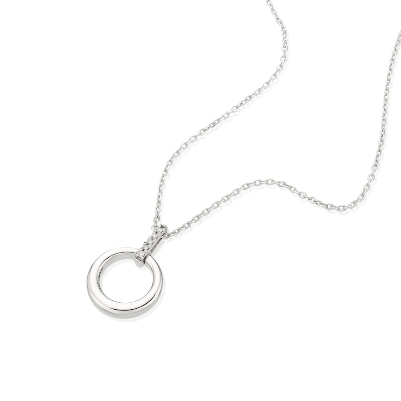 Main Image 2 of Sterling Silver Diamond Circle Pendant