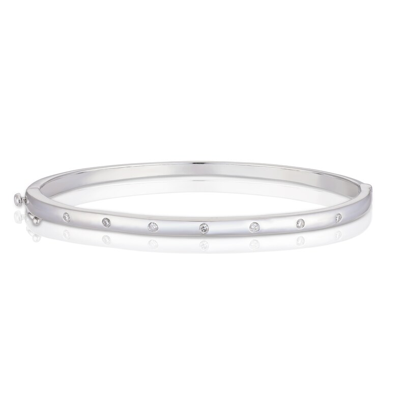 Sterling Silver 0.12ct Diamond Swiss Set Bangle