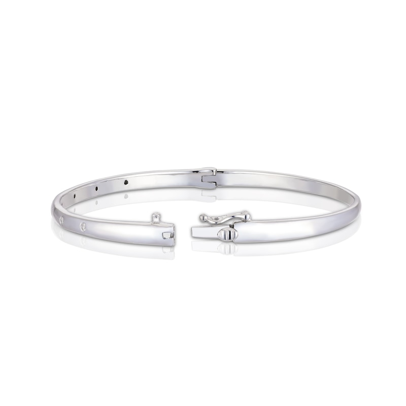 Sterling Silver 0.12ct Diamond Swiss Set Bangle