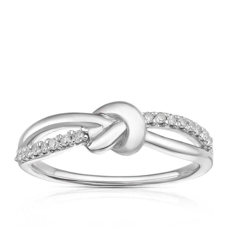 Sterling Silver 0.12ct Diamond Knot Crossover Ring