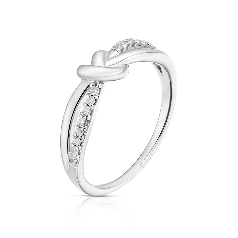 Sterling Silver 0.12ct Diamond Knot Crossover Ring