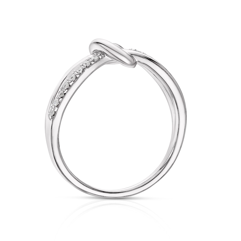 Sterling Silver 0.12ct Diamond Knot Crossover Ring