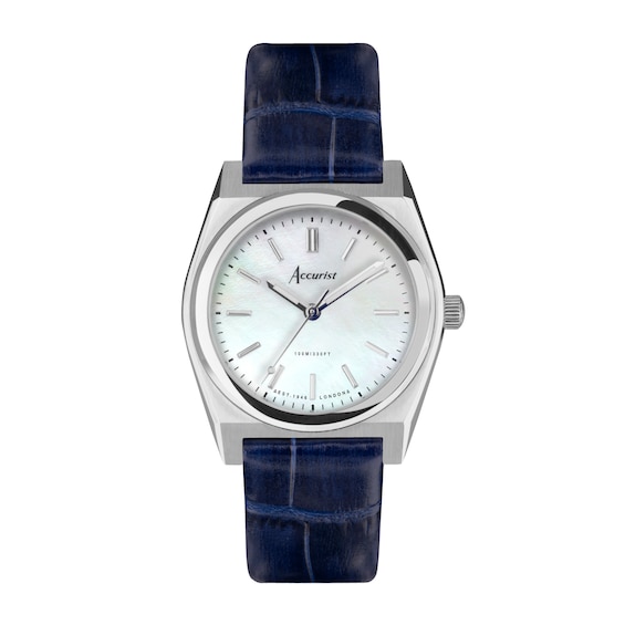Accurist Origin Ladies’ Mother Of Pearl Dial Blue Leather Strap Watch
