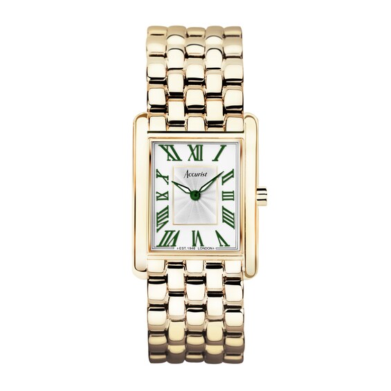 Accurist Rectangle White Dial Gold Tone Bracelet Watch
