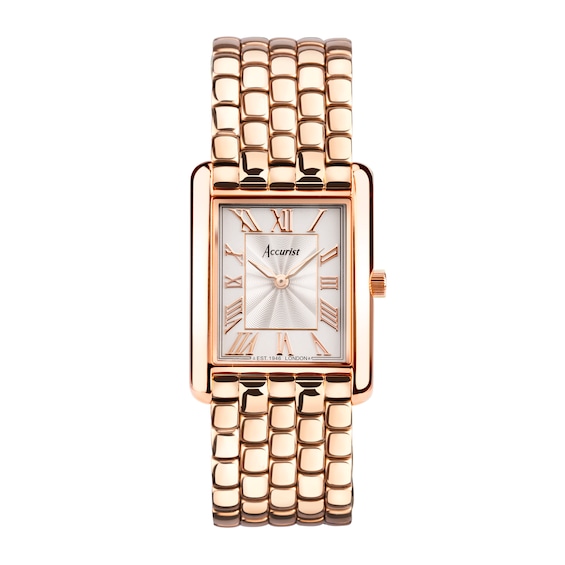 Accurist Ladies’ Rectangle Rose Gold-Tone Bracelet Watch