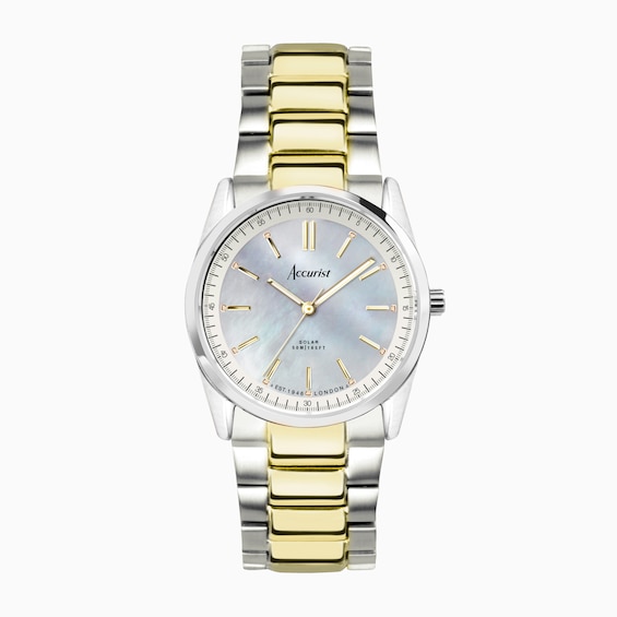 Accurist Ladies Everyday Solar Two Tone Stainless Steel Bracelet 30mm Watch