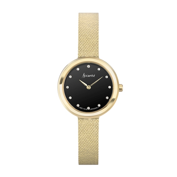 Accurist Jewellery Ladies’ Onyx Dial Gold Tone Bracelet Watch