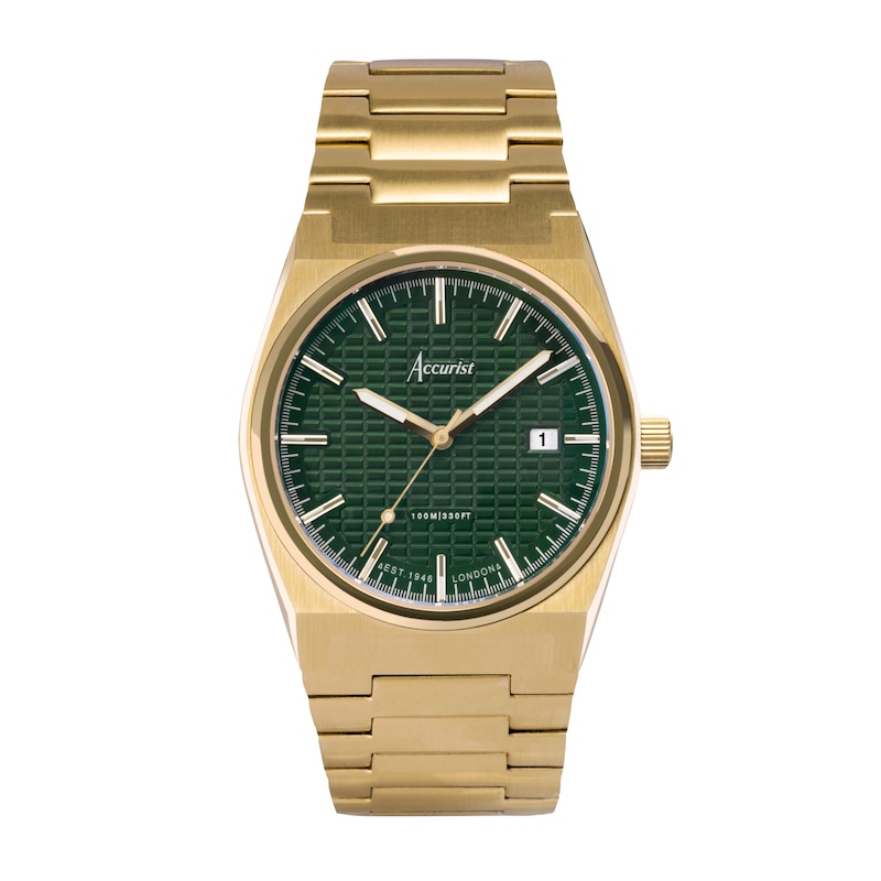 Accurist Origin Men's Green Dial Gold-Tone Bracelet Watch