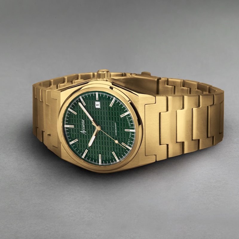 Accurist Origin Men's Green Dial Gold-Tone Bracelet Watch