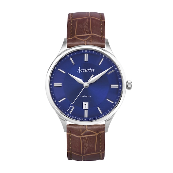 Accurist Classic Men’s Blue Dial Brown Leather Strap Watch