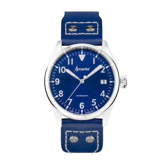 Accurist Aviation Men’s Blue Dial & Leather Strap Watch