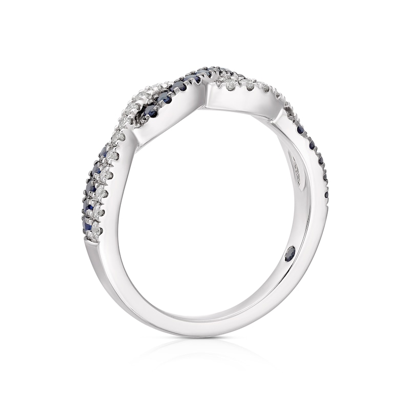 Vera Wang 18ct White Gold 0.18ct Total Diamond & Sapphire Pavé Twist Ring