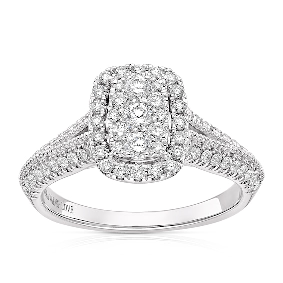 Vera Wang 18ct White Gold 0.69ct Total Diamond Cluster Halo Ring