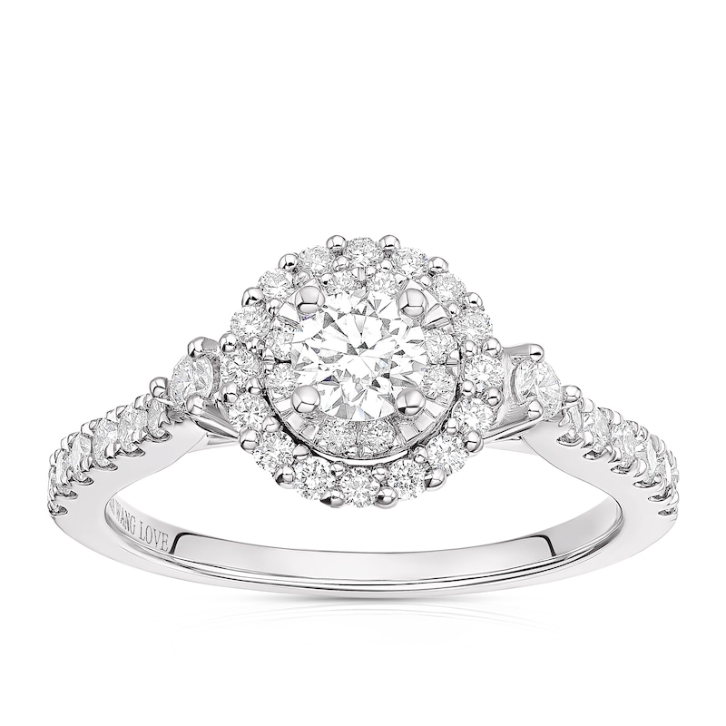 Vera Wang 18ct White Gold 0.77ct Total Diamond Round Double Halo Ring
